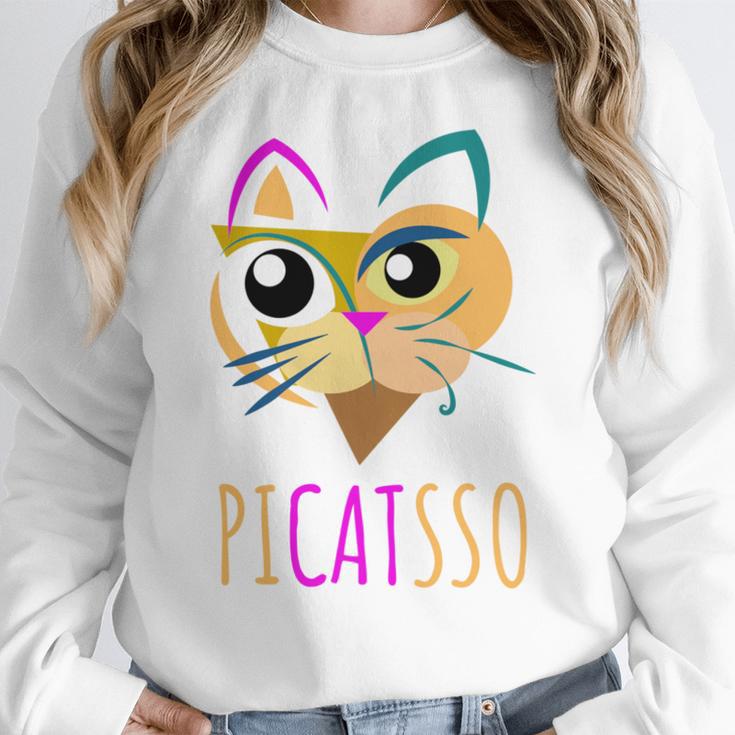 Abstract Cat Art Picatsso Shirt For Art Teachers Women Crewneck Sweatshirt, funny design Abstract Cat Art Picatsso Shirt For Art Teachers Women Crewneck Sweatshirt, funny design