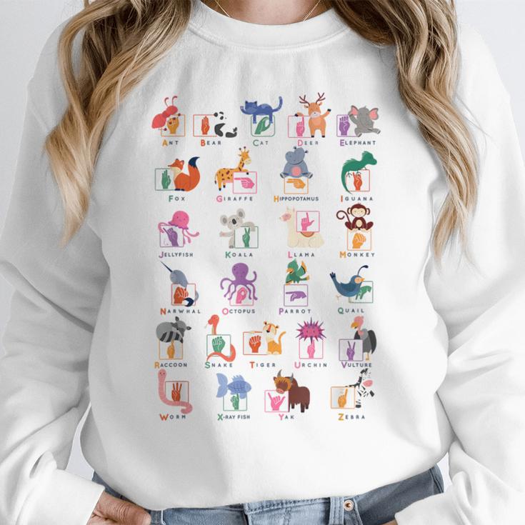 American Sign Language For Teachers ASL Alphabet Women Crewneck Sweatshirt, funny design American Sign Language For Teachers ASL Alphabet Women Crewneck Sweatshirt, funny design