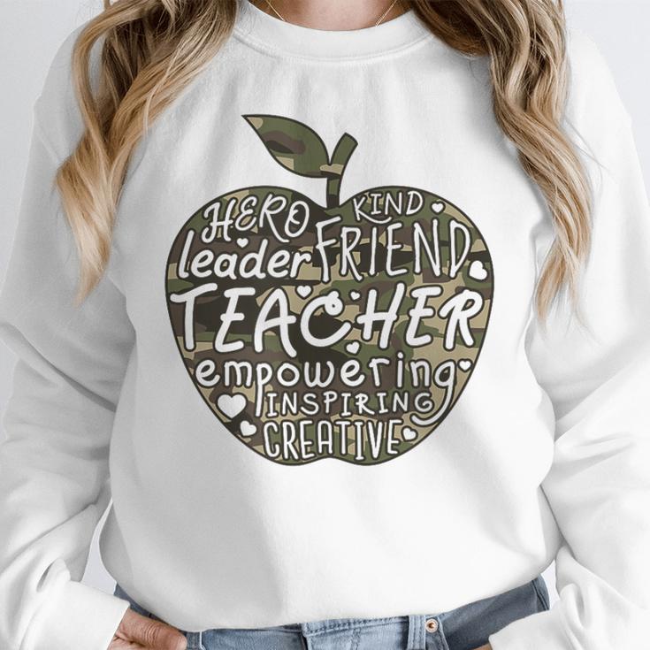 Apple Camoflauge Clothing Camo Student Teacher Cute School Women Crewneck Sweatshirt, funny design Apple Camoflauge Clothing Camo Student Teacher Cute School Women Crewneck Sweatshirt, funny design