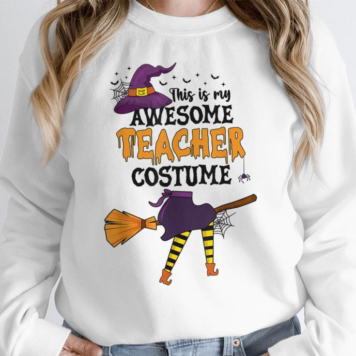 This Is My Awesome Teacher Costume Halloween Witch Women Crewneck Sweatshirt, funny design This Is My Awesome Teacher Costume Halloween Witch Women Crewneck Sweatshirt, funny design