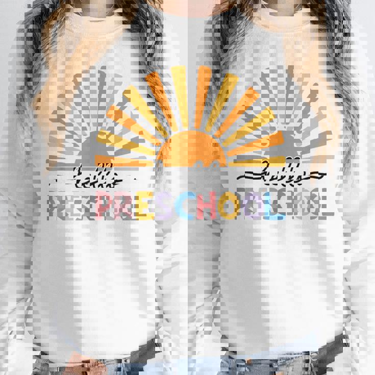 Back To School Hello Preschool For Kids Teacher Women Women Crewneck Sweatshirt, funny design