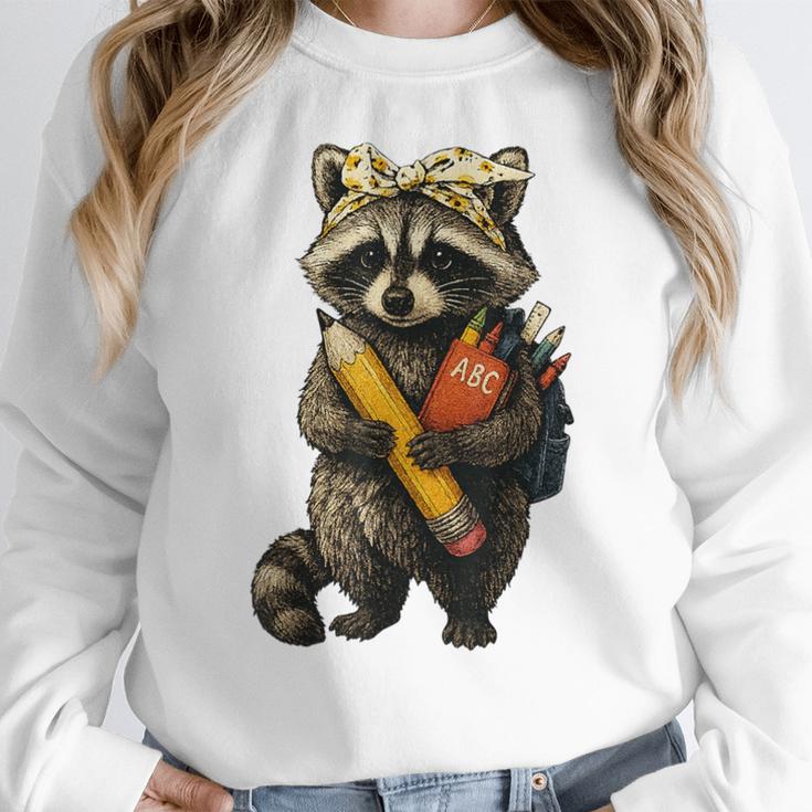 Back To School Raccoon Teachers Student Kids Women Crewneck Sweatshirt, funny design Back To School Raccoon Teachers Student Kids Women Crewneck Sweatshirt, funny design