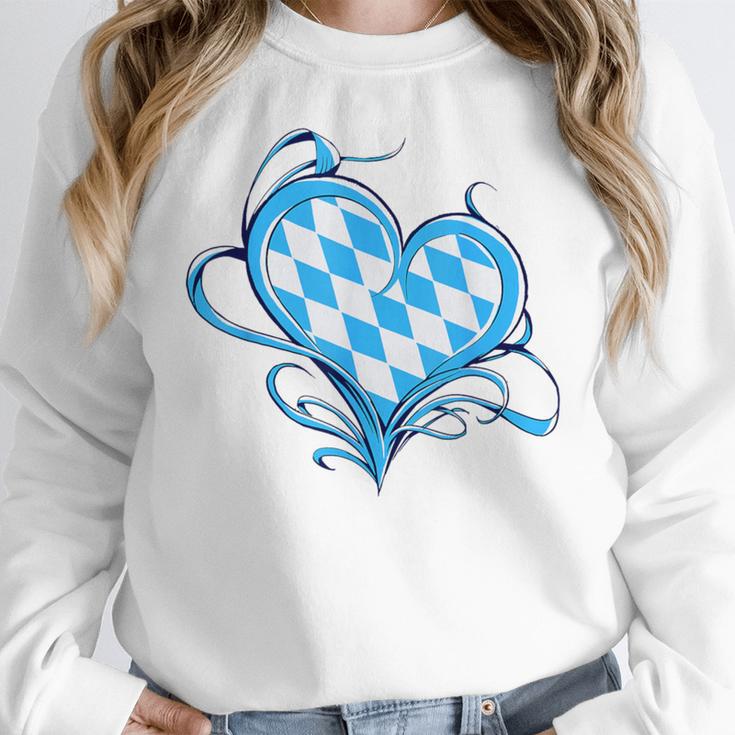 Bavarian Flag As Heart Blue Diamond Bavaria Women Crewneck Sweatshirt, funny design