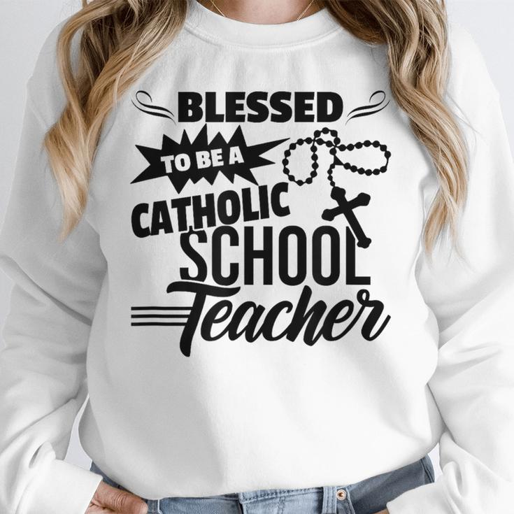 Blessed To Be A Catholic School Teacher Christian Teaching Women Crewneck Sweatshirt, funny design Blessed To Be A Catholic School Teacher Christian Teaching Women Crewneck Sweatshirt, funny design