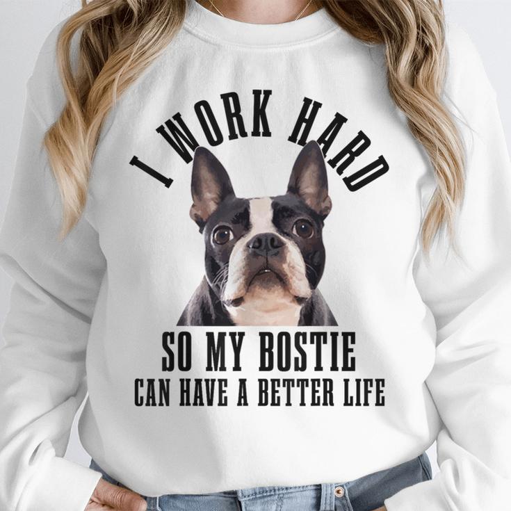 Bostie Mama Dog Dad Boston Terrier For Men Women Women Crewneck Sweatshirt, Boston Terrier Dad Gifts, funny design