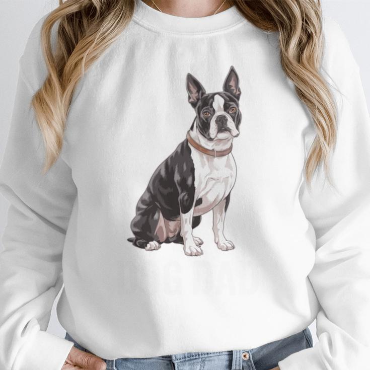 Boston Terrier Dog Dad Boston Terrier Dog Lovers Women Crewneck Sweatshirt, Boston Terrier Dad Gifts, funny design