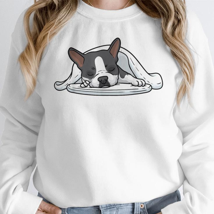 Boston Terrier Dog Official Sleeping Men Women Girls Kids Women Crewneck Sweatshirt, funny design