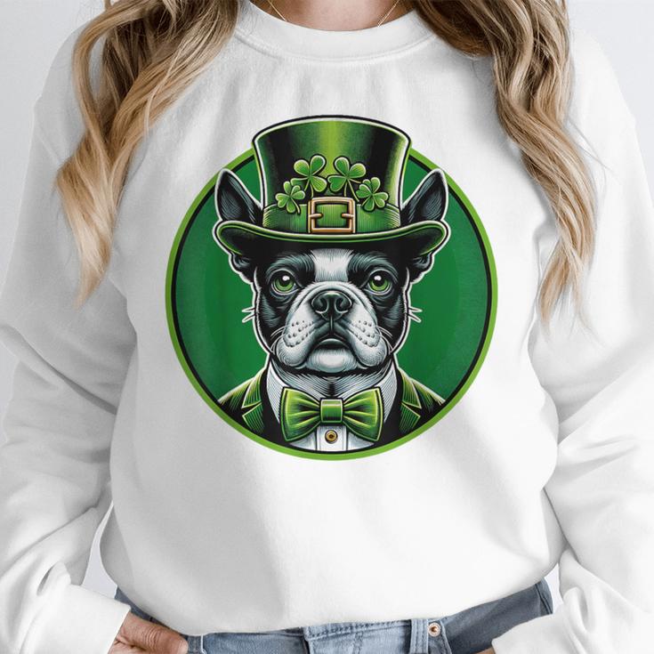 Boston Terrier Dog St Patricks Day Irish Pet Lover Men Women Kids Women Crewneck Sweatshirt, funny design
