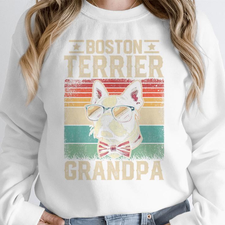 Boston Terrier Grandpa Dog Lover Father's Day Premium Women Crewneck Sweatshirt, funny design