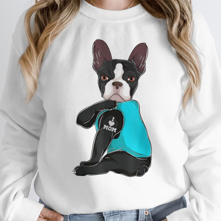 Boston Terrier I Love Mom Apparel Women Crewneck Sweatshirt, Mom Gifts, Boston Terrier Mom Gifts, funny design