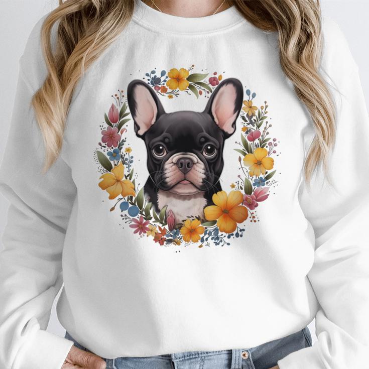 Boston Terrier Mom Floral Bostie Dog Lover Flowers Cute Women Crewneck Sweatshirt, Mom Gifts, Boston Terrier Mom Gifts, funny design
