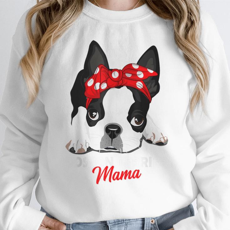 Boston Terrier Mum Dog Woman Idea Women Crewneck Sweatshirt, funny design