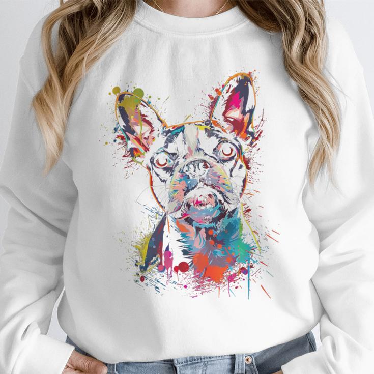 Boston Terrier Splash Women Crewneck Sweatshirt, funny design