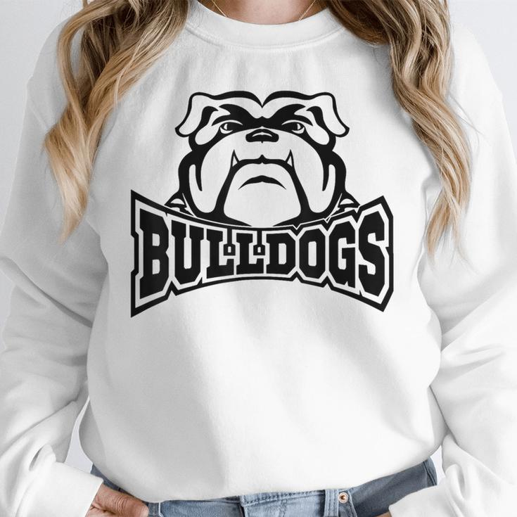 Bulldogs Teacher Student School Sports Fan Team Spirit Women Crewneck Sweatshirt, funny design