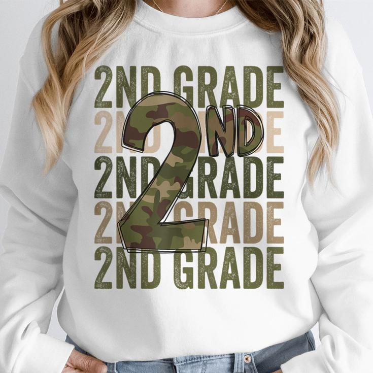 Camo Team 2nd Grade Squad Back To School Teacher Kids Boys Women Crewneck Sweatshirt, 2nd Grade Teacher Gifts, funny design