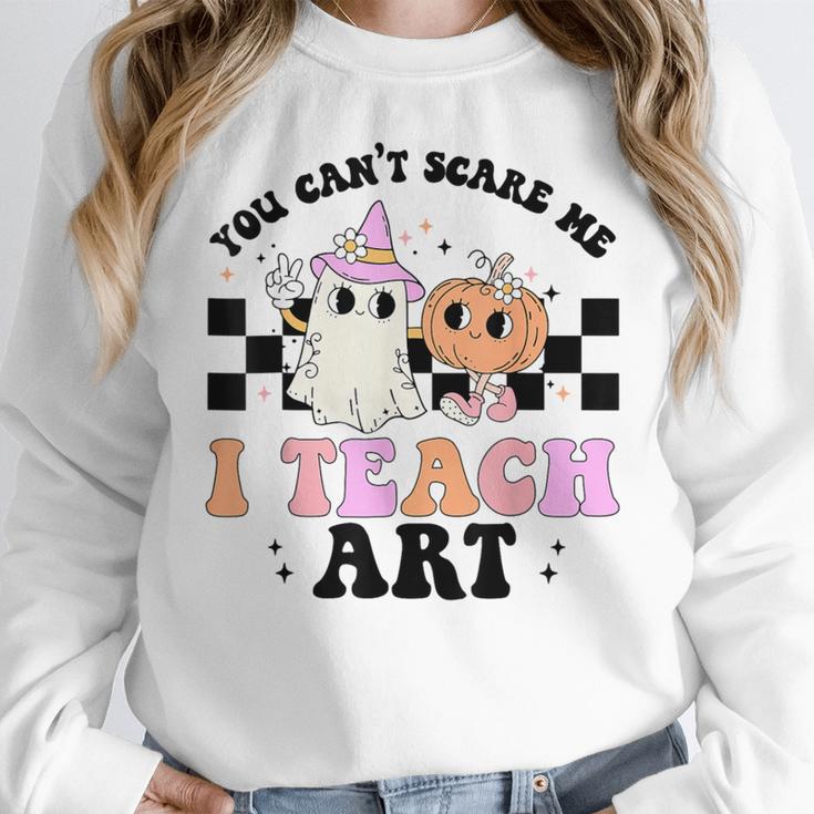 You Can't Scare Me I Teach Art Retro Teacher Ghost Halloween Women Crewneck Sweatshirt, funny design You Can't Scare Me I Teach Art Retro Teacher Ghost Halloween Women Crewneck Sweatshirt, funny design
