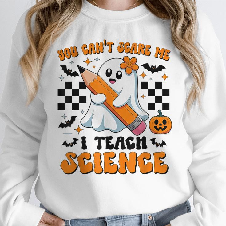 You Can't Scare Me I Teach Science Retro Teacher Halloween Women Crewneck Sweatshirt, Science Teacher Gifts, funny design