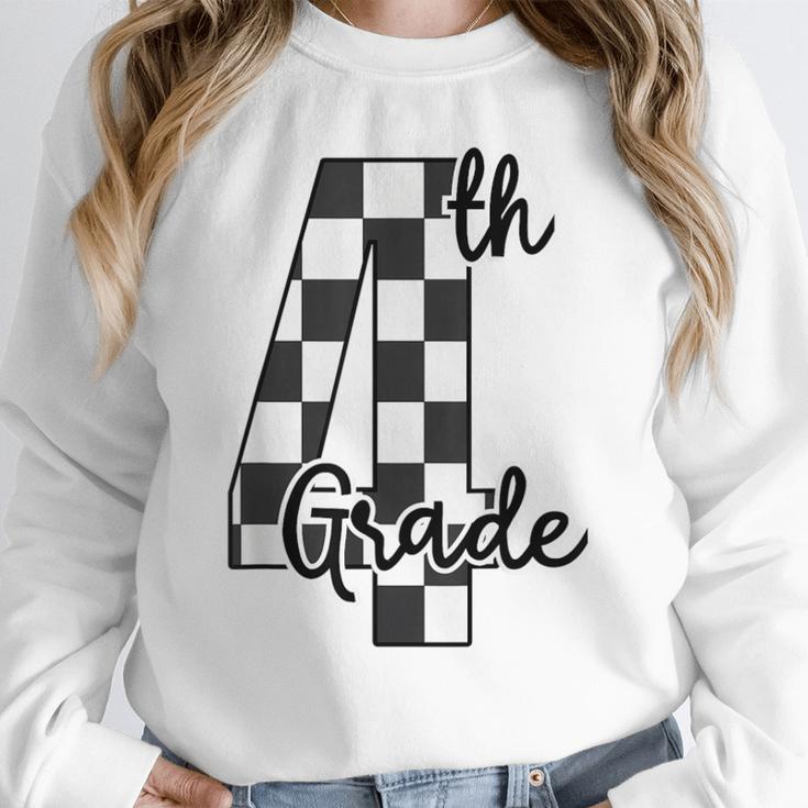 Checkered Fourth Grade Back To School Teachers Students Women Crewneck Sweatshirt, funny design Checkered Fourth Grade Back To School Teachers Students Women Crewneck Sweatshirt, funny design