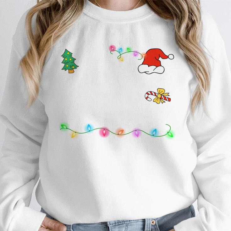 Is It Christmas Break Yet Teacher Xmas Light Santa Hat Women Crewneck Sweatshirt, funny design