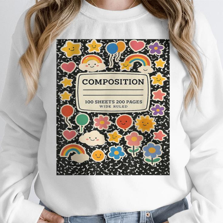 Composition Notebook Costume Teacher Matching Halloween Book Women Crewneck Sweatshirt, funny design Composition Notebook Costume Teacher Matching Halloween Book Women Crewneck Sweatshirt, funny design