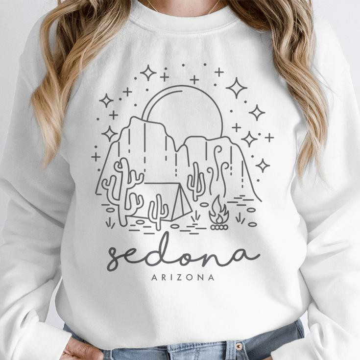 Cool Vintage Cactus Sedona Arizona Camping Souvenir Women Crewneck Sweatshirt, funny design