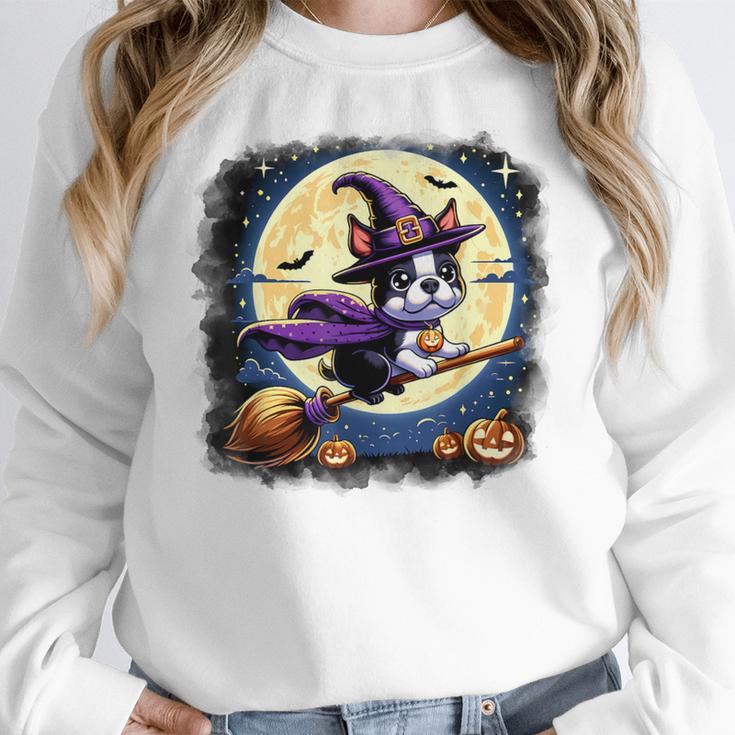 Cute Boston Terrier Halloween Costume Dog Lover Women Girls Women Crewneck Sweatshirt, Boston Terrier Halloween Gifts, funny design