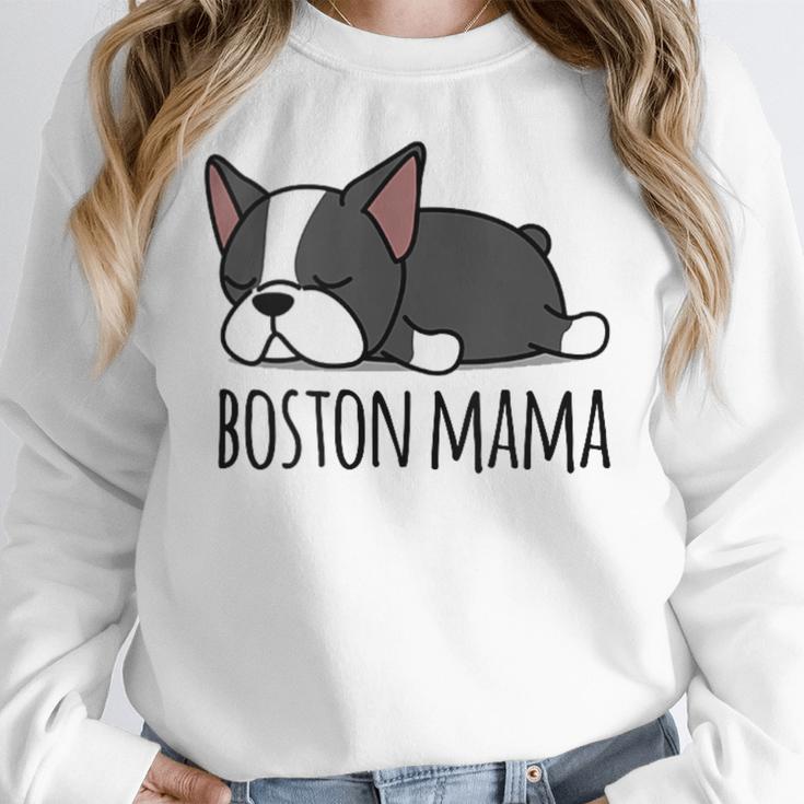 Cute Boston Terrier Boston Mama Women Crewneck Sweatshirt, funny design