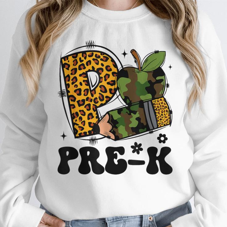 Cute Camo Pre K Back To School Teacher Kid Preschool Women Crewneck Sweatshirt, funny design Cute Camo Pre K Back To School Teacher Kid Preschool Women Crewneck Sweatshirt, funny design