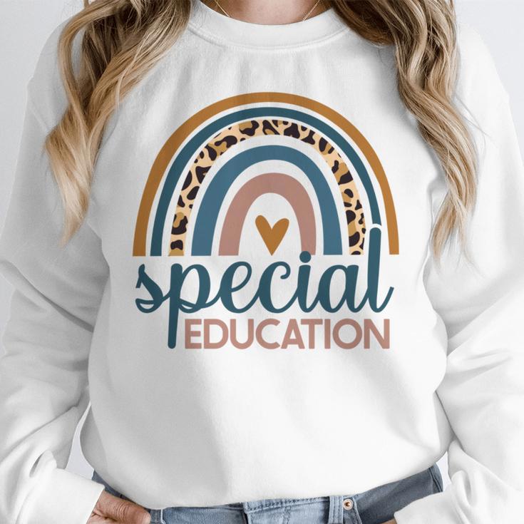 Cute Special Education Leopard Print SPED Teacher Idea Women Crewneck Sweatshirt, funny design