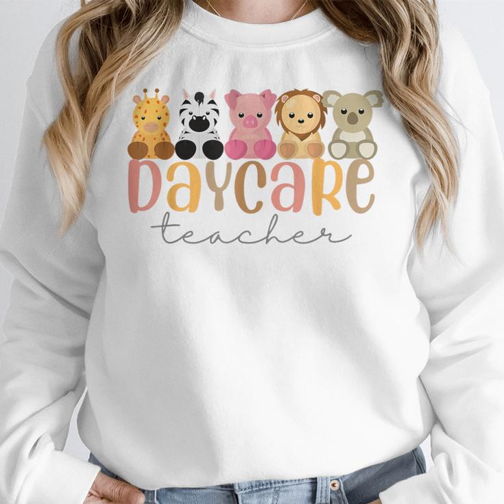 Daycare Teacher Animals Daycare Provider Back To School Women Crewneck Sweatshirt, funny design