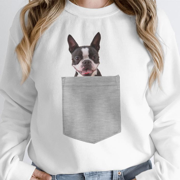 Dog In Your Pocket Boston Terrier For Men Women Girls Kids Women Crewneck Sweatshirt, funny design