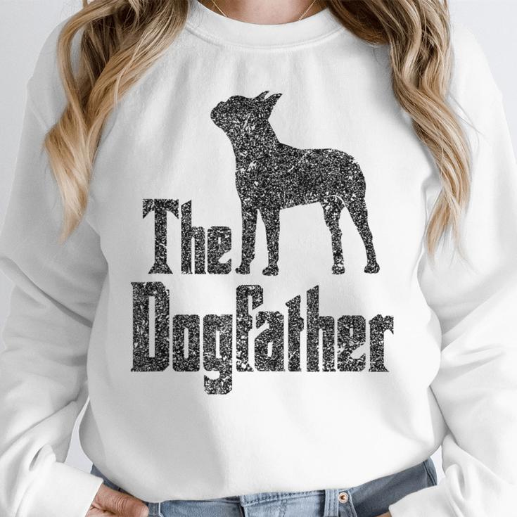 The Dogfather Boston Terrier Dog Funny Dog Gift T-Shirt For Men Women Girls Kids Women Crewneck Sweatshirt, funny design