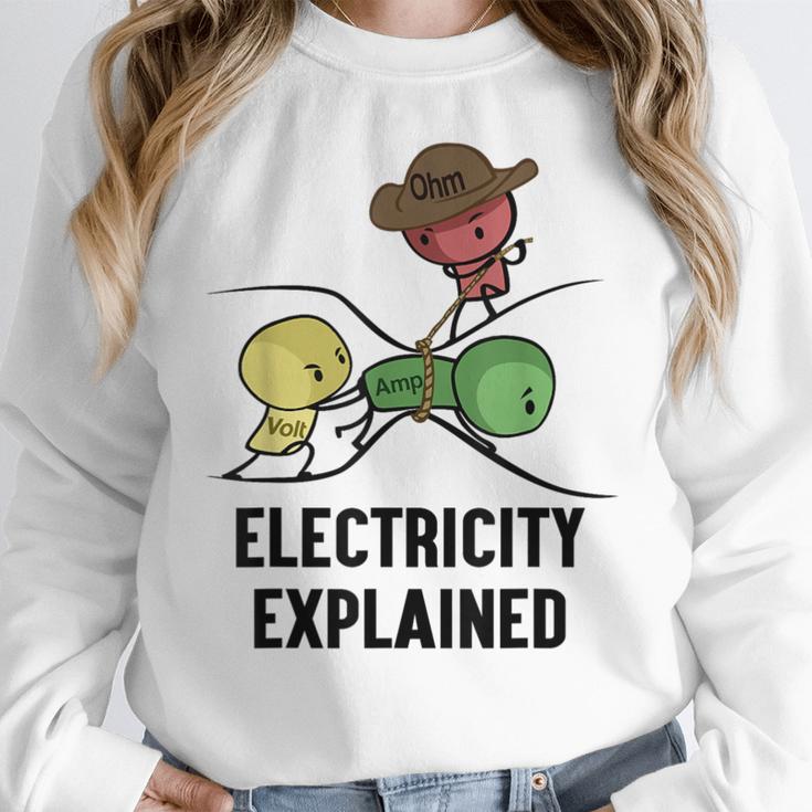 Electricity Explained Physics Nerd I Teacher School Women Crewneck Sweatshirt, funny design