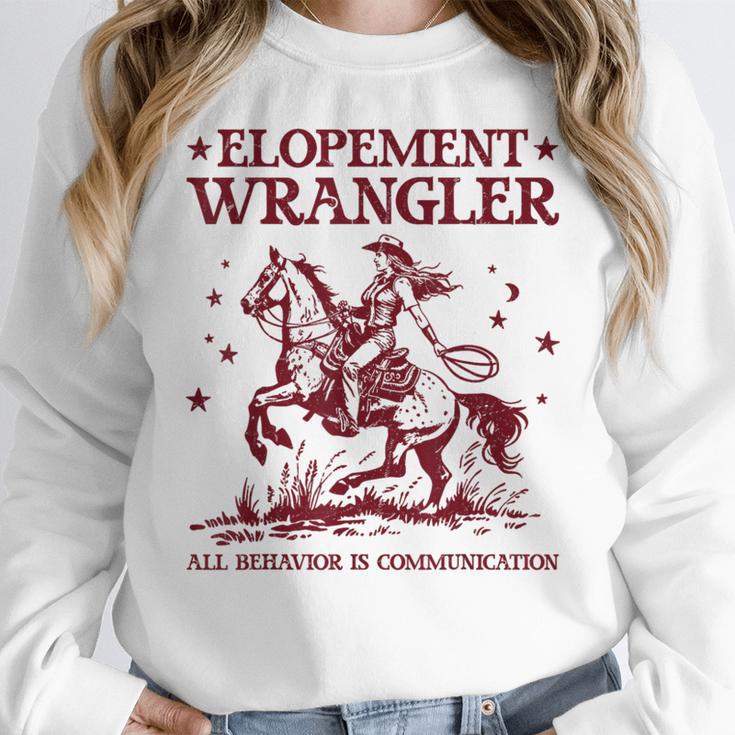 Elopement Wrangler Teacher ABA Behavior Support Cowboy Women Crewneck Sweatshirt, funny design Elopement Wrangler Teacher ABA Behavior Support Cowboy Women Crewneck Sweatshirt, funny design