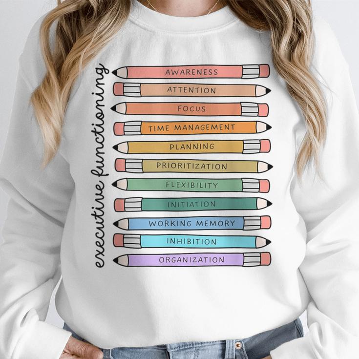 Executive Functioning Skills Back To School Sped Teacher SLP Women Crewneck Sweatshirt, funny design Executive Functioning Skills Back To School Sped Teacher SLP Women Crewneck Sweatshirt, funny design
