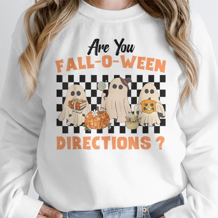 Are You Fall-O-Ween Directions Halloween Ghost Fall Teacher Women Crewneck Sweatshirt, funny design Are You Fall-O-Ween Directions Halloween Ghost Fall Teacher Women Crewneck Sweatshirt, funny design