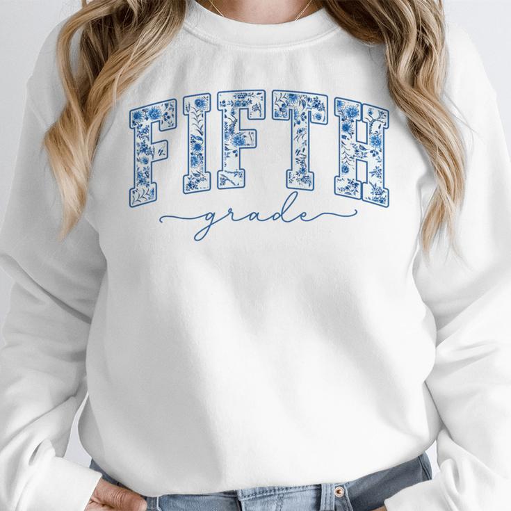 Fifth Grade Toile De Jouy Back To School Teachers Kids Women Crewneck Sweatshirt, funny design