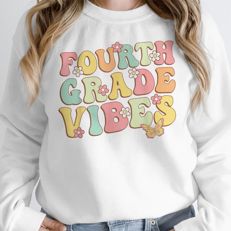 Fourth Grade Vibes Hello Team 4th Grade Teacher Kids Retro Women Crewneck Sweatshirt, 4th Grade Teacher Gifts, funny design Fourth Grade Vibes Hello Team 4th Grade Teacher Kids Retro Women Crewneck Sweatshirt, 4th Grade Teacher Gifts, funny design