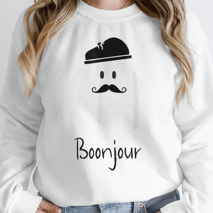 French Teacher Halloween Bonjour Ghost Women Crewneck Sweatshirt, funny design French Teacher Halloween Bonjour Ghost Women Crewneck Sweatshirt, funny design
