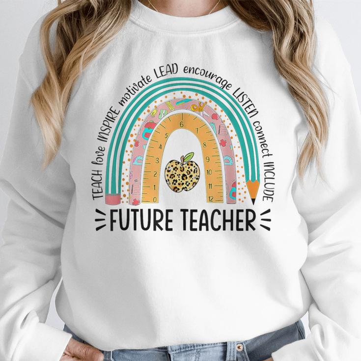 Future Teacher Cute Rainbow Leopard Teacher Outfit For Men Women Girls Kids Women Crewneck Sweatshirt, Future Teacher Gifts, funny design Future Teacher Cute Rainbow Leopard Teacher Outfit For Men Women Girls Kids Women Crewneck Sweatshirt, Future Teacher Gifts, funny design