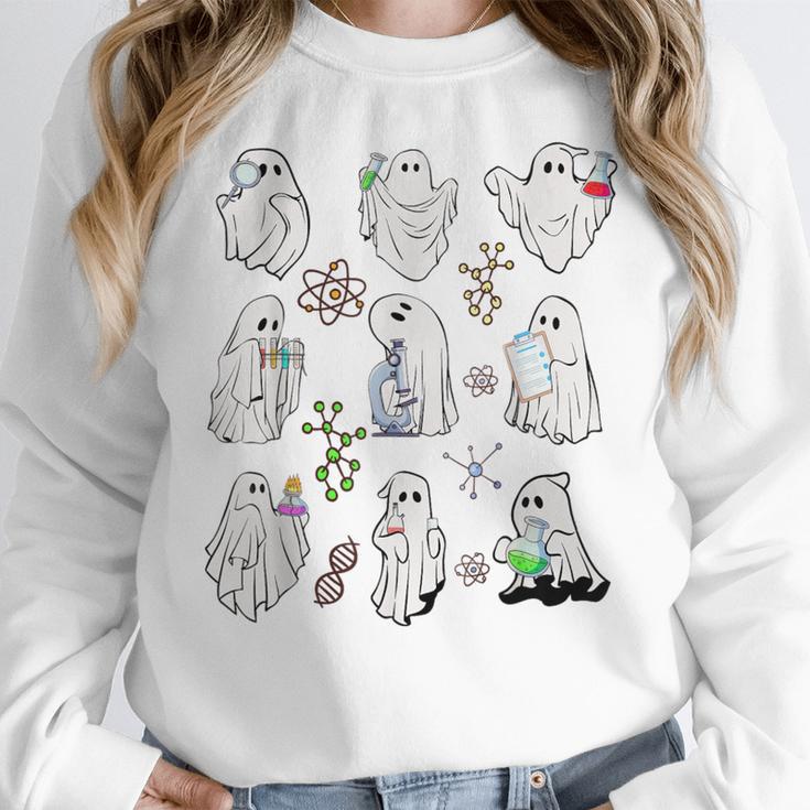Ghost Science Teacher Chemistry Laboratory Halloween Costume Women Crewneck Sweatshirt, Science Teacher Gifts, funny design