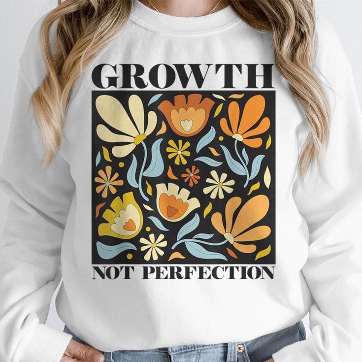 Growth Not Perfection Abstract Florals SPED Teacher Women Crewneck Sweatshirt, funny design