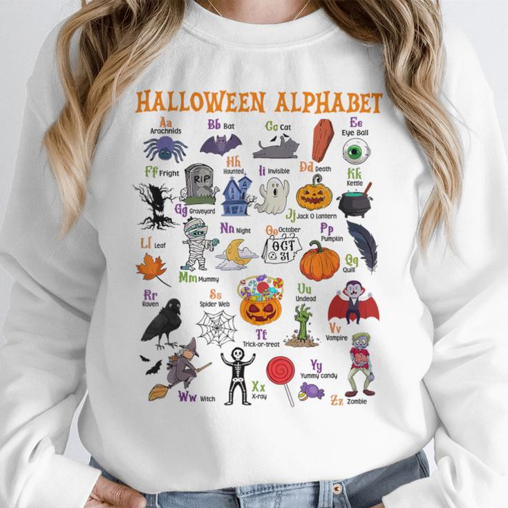 Halloween Alphabet ABCs Learning Kindergarten Teacher Women Crewneck Sweatshirt, funny design Halloween Alphabet ABCs Learning Kindergarten Teacher Women Crewneck Sweatshirt, funny design