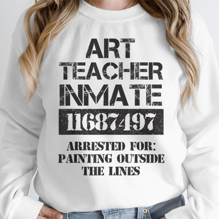 Halloween Art Teacher Prisoner Costume Women Crewneck Sweatshirt, funny design Halloween Art Teacher Prisoner Costume Women Crewneck Sweatshirt, funny design