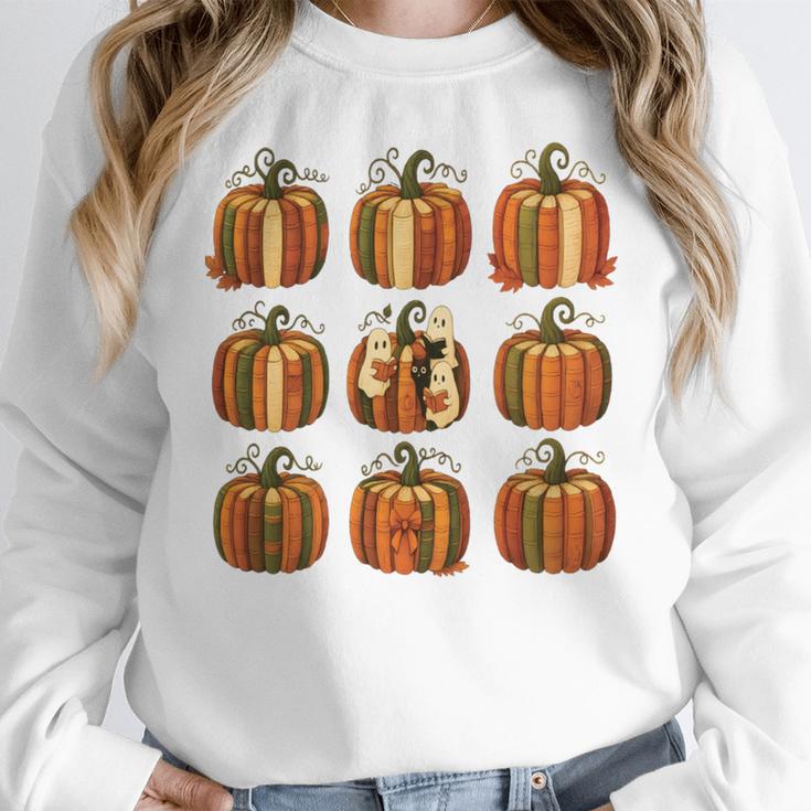 Halloween Teacher Fall Book Pumpkin Retro Reading Women Crewneck Sweatshirt, funny design Halloween Teacher Fall Book Pumpkin Retro Reading Women Crewneck Sweatshirt, funny design