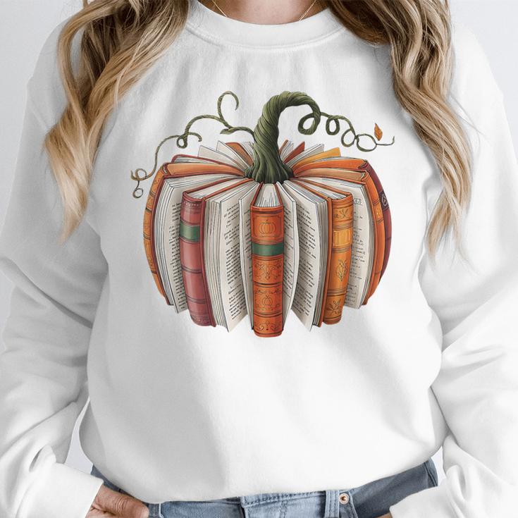 Halloween Teacher Librarians Fall Book Pumpkin Retro Reading Women Crewneck Sweatshirt, funny design Halloween Teacher Librarians Fall Book Pumpkin Retro Reading Women Crewneck Sweatshirt, funny design