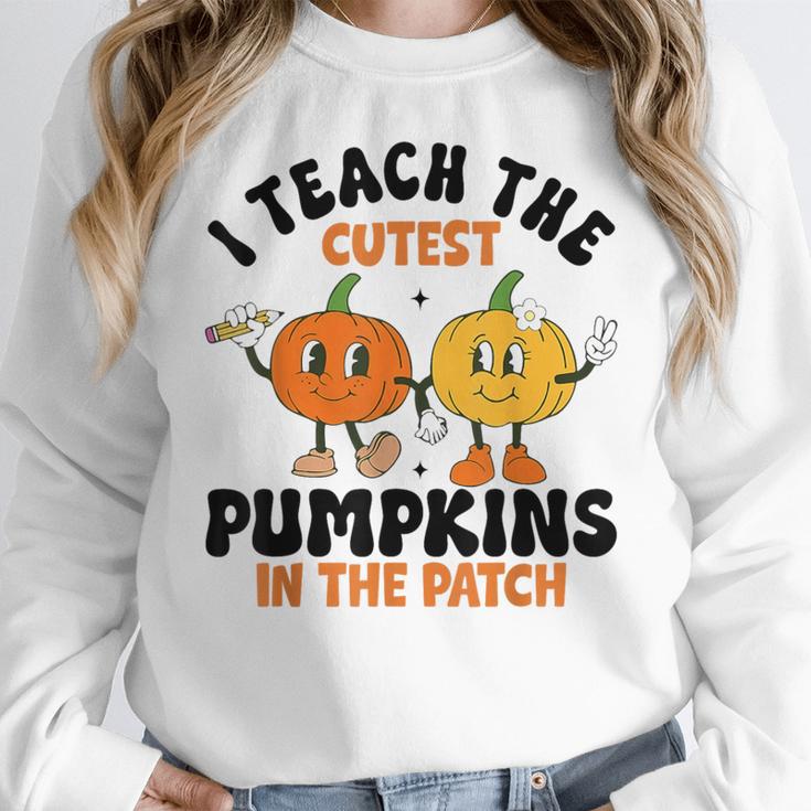 Halloween Teacher I Teach The Cutest Pumpkins In The Patch Women Crewneck Sweatshirt, funny design Halloween Teacher I Teach The Cutest Pumpkins In The Patch Women Crewneck Sweatshirt, funny design
