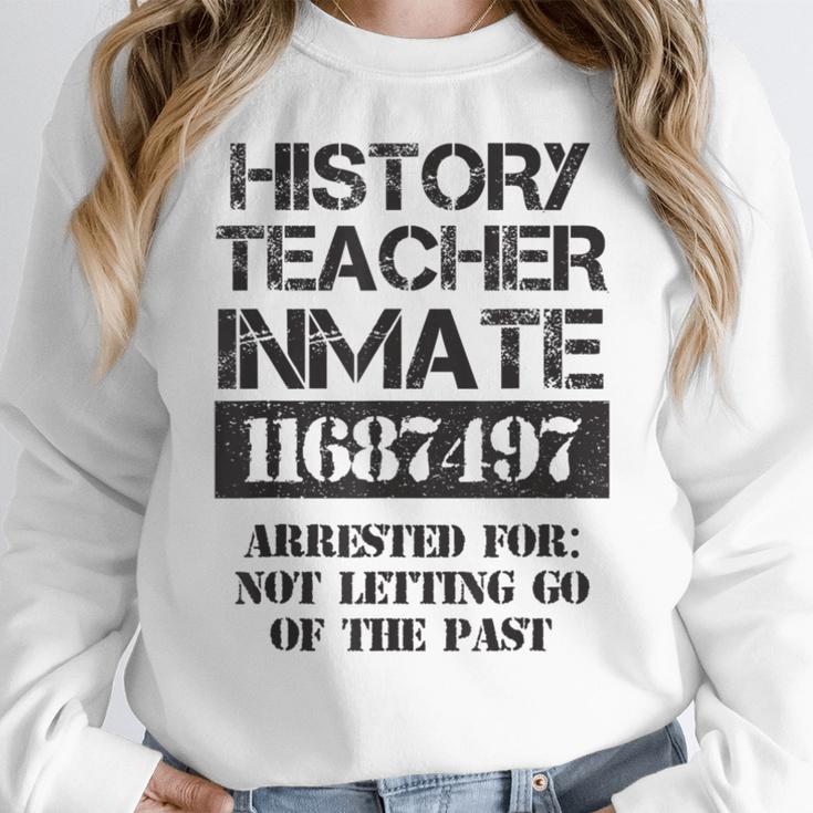 Halloween History Teacher Prisoner Costume Women Crewneck Sweatshirt, History Teacher Gifts, funny design