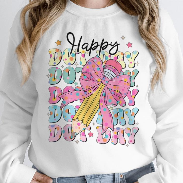 Happy Dot Day 2025 Coquette Bow Teachers Kids Boys Girls Women Crewneck Sweatshirt, funny design