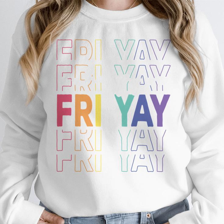 Happy Fri Yay Teacher Friday Saying Women Crewneck Sweatshirt, funny design Happy Fri Yay Teacher Friday Saying Women Crewneck Sweatshirt, funny design